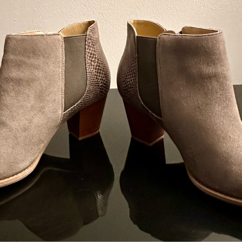 Vionic Suede Greige Ankle Booties - image 5